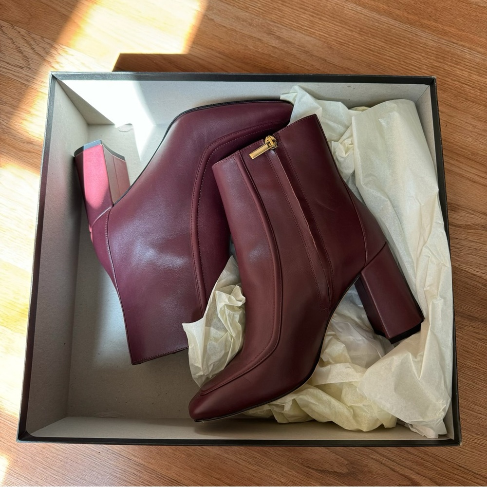 J. Crew Deep Burgundy Leather Ankle Boots